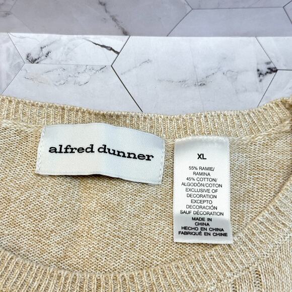 Alfred Dunner Embroidered Beaded Beige Fall Floral Cable Knit Womens XL Sweater - Picture 2 of 8
